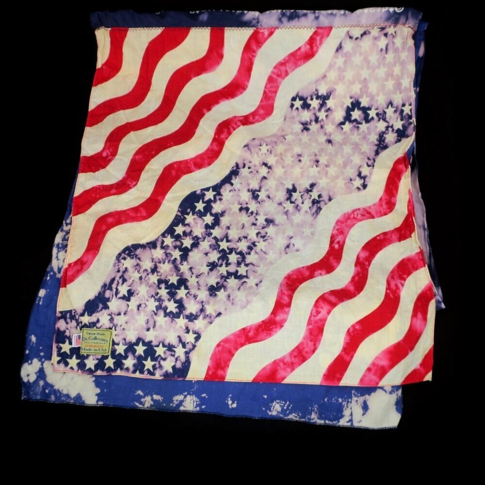 Vintage Dr. Collectors Scarf Bandana Handmade Tie Dye Old Glory Flag Cotton USA
